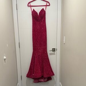 Portia and Scarlett Hot Pink Sequin Prom Dress